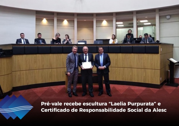 Pré-vale recebe escultura “Laelia Purpurata” e  Certificado de Responsabilidade Social da Alesc Foto 2
